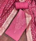 Pink roman cotton embroidered unstitched dress material