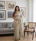 Pure soft Rangoli silk Embroidery Work Saree With Blouse Set For Women's