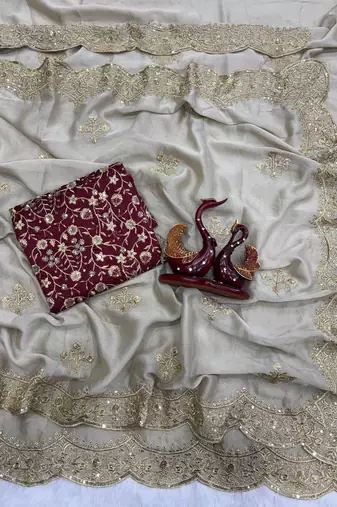 white soft rangoli silk saree with embroidery work