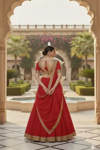 Classic Red Lehenga with Gold Border