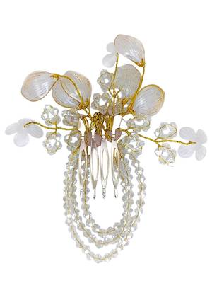 Silver plated crystal beaded embellished baby pink comb hair pin 3