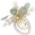 Silver plated crystal beaded embellished syk blue comb hair pin