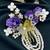 Gold plated crystal beaded embellished purple comb hair pin
