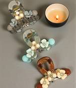 Multicolor set of 3 embellished hair claw