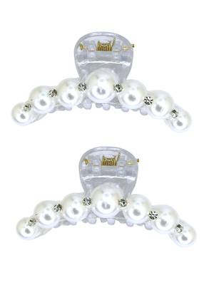 Set of 2 white beaded cz claw clutchers 2