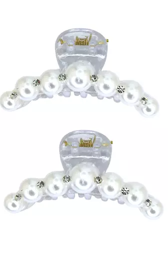 Set of 2 white beaded cz claw clutchers