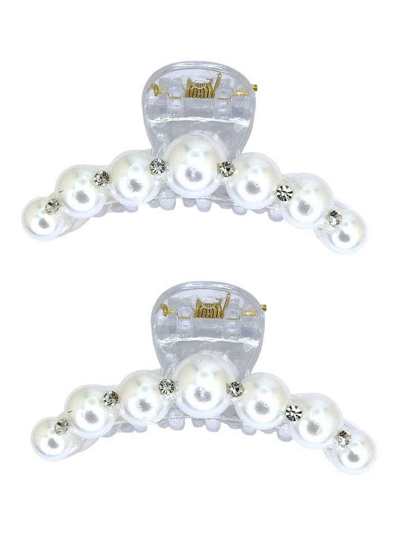 Set of 2 white beaded cz claw clutchers