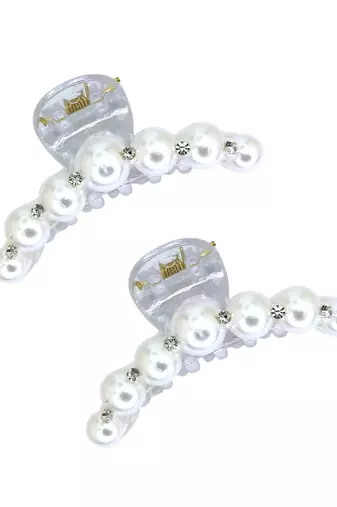 Set of 2 white beaded cz claw clutchers