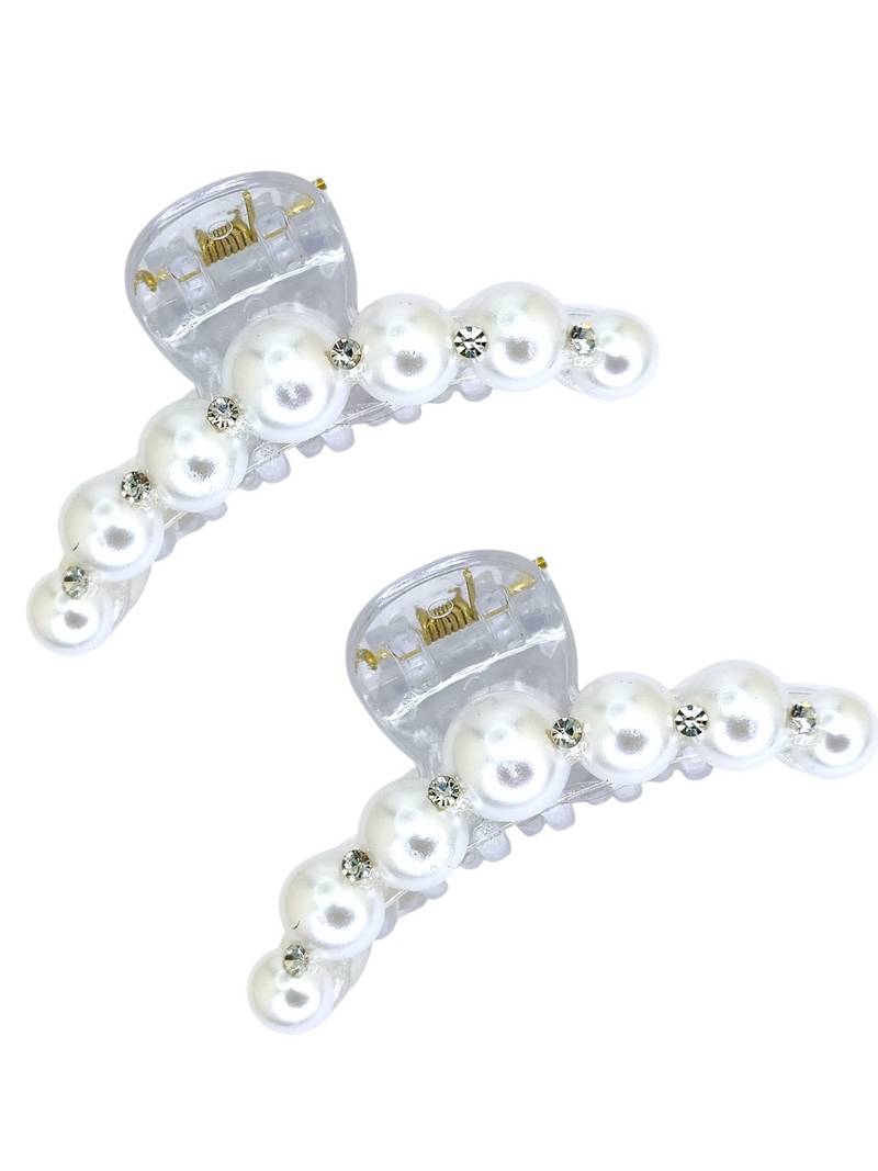 Set of 2 white beaded cz claw clutchers