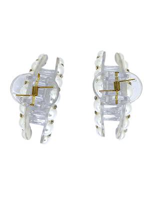 Set of 2 white beaded cz claw clutchers 4