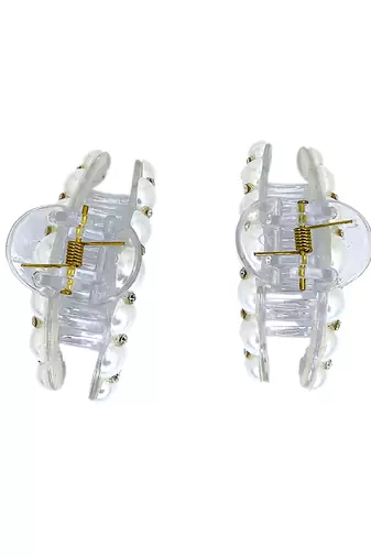 Set of 2 white beaded cz claw clutchers