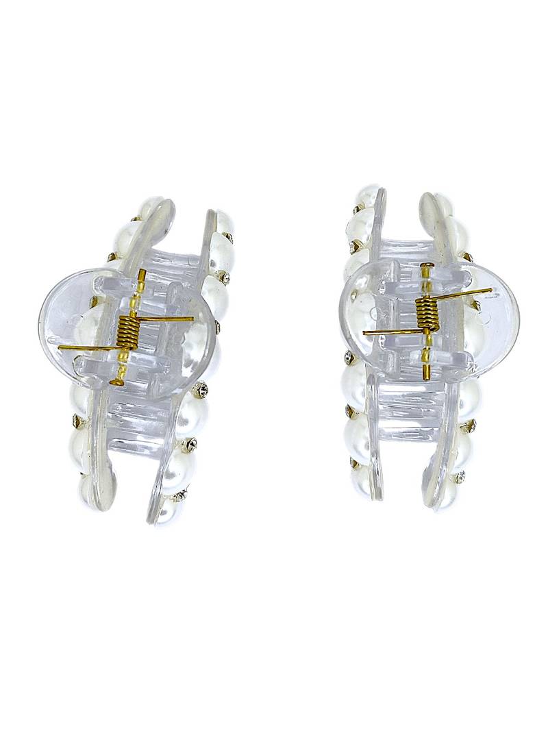 Set of 2 white beaded cz claw clutchers