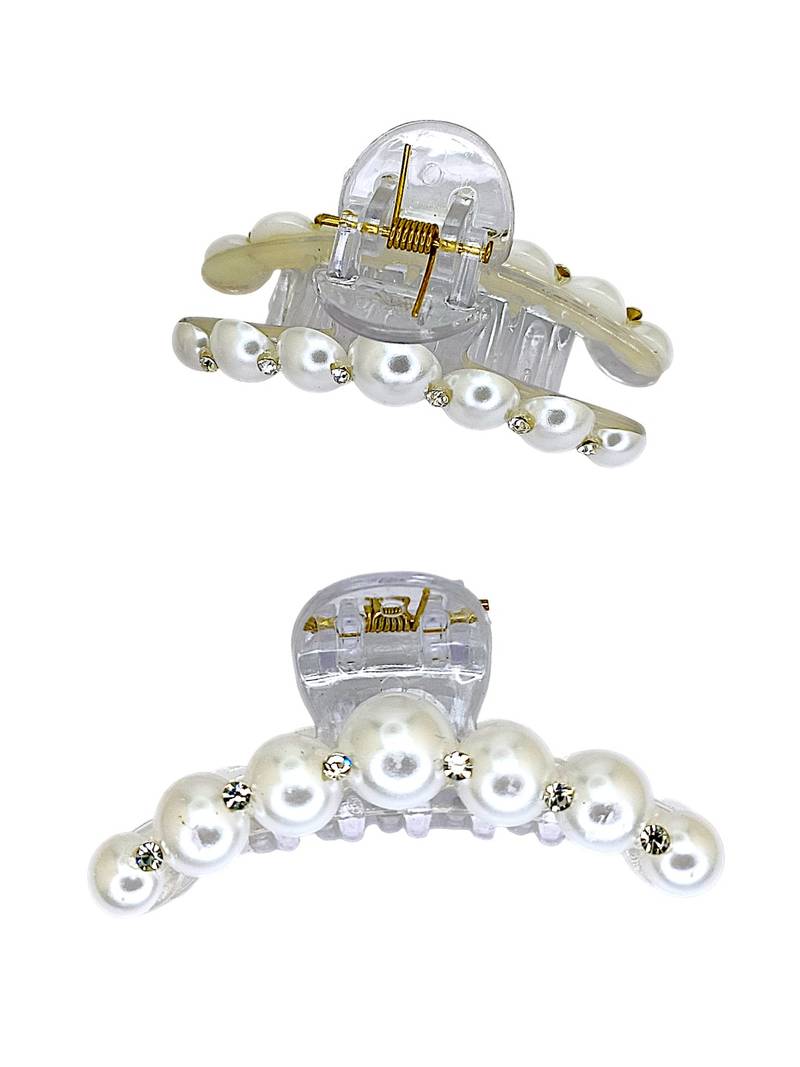 Set of 2 white beaded cz claw clutchers