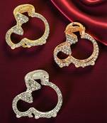 Set of 3 multitone cz metal claw clip