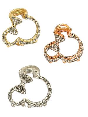 Set of 3 multitone cz metal claw clip 2