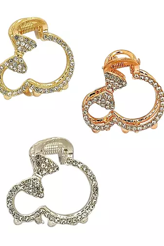 Set of 3 multitone cz metal claw clip