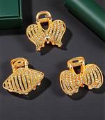 Set of 3 rose gold plated cz metal claw clip