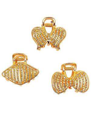 Set of 3 rose gold plated cz metal claw clip 2
