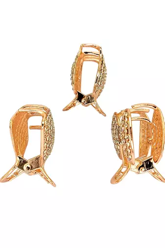 Set of 3 rose gold plated cz metal claw clip