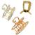 Multitone set of 3 cz oval metal claw clip