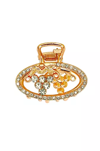 Multitone set of 3 cz oval metal claw clip