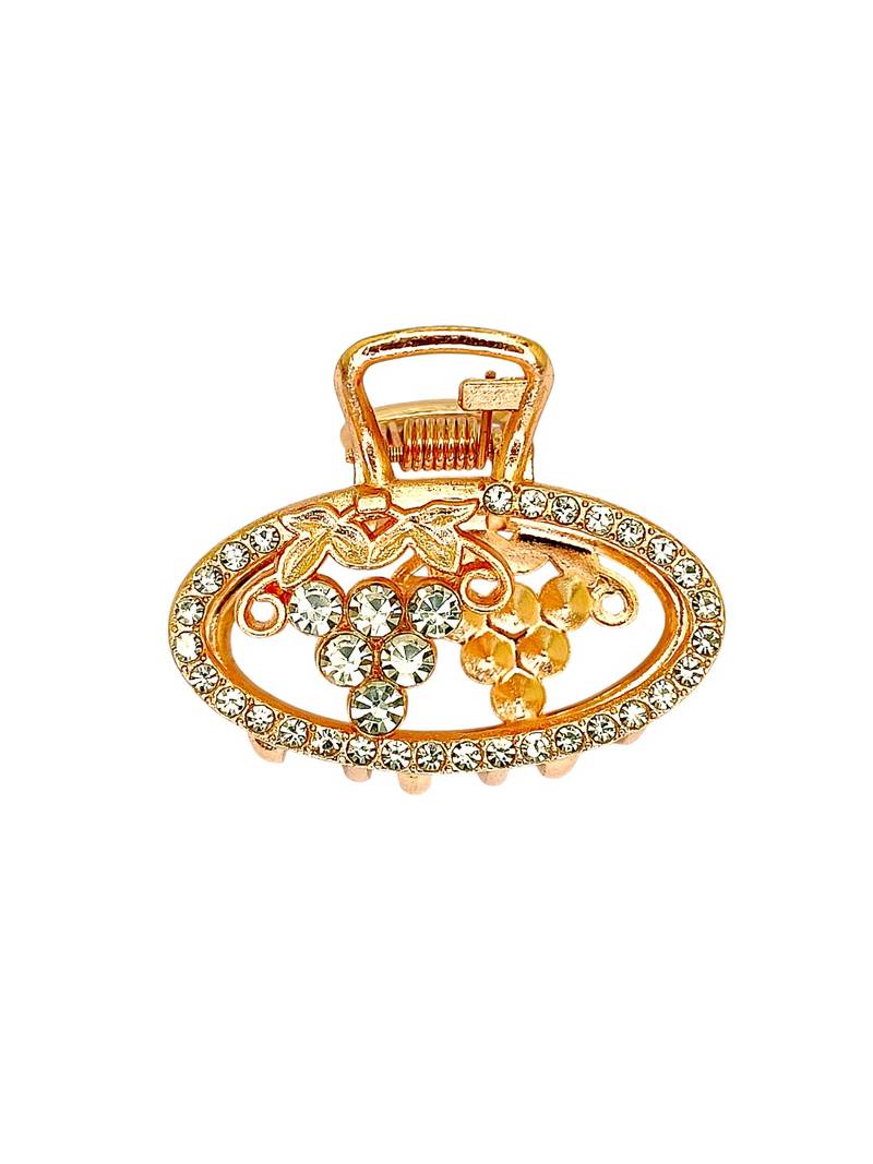 Multitone set of 3 cz oval metal claw clip