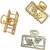 Multitone set of 3 cz rectangular metal claw clip
