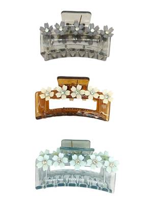 Multicolor pastels set of 3 embellished hair claw 2