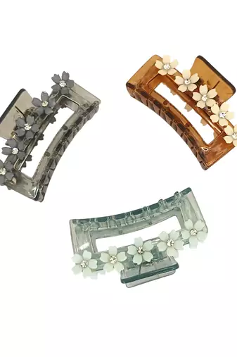 Multicolor pastels set of 3 embellished hair claw