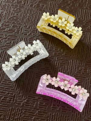 Multicolor pastels set of 3 embellished hair claw 1