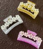 Multicolor pastels set of 3 embellished hair claw