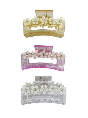 Multicolor pastels set of 3 embellished hair claw 2