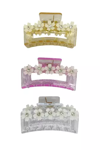 Multicolor pastels set of 3 embellished hair claw