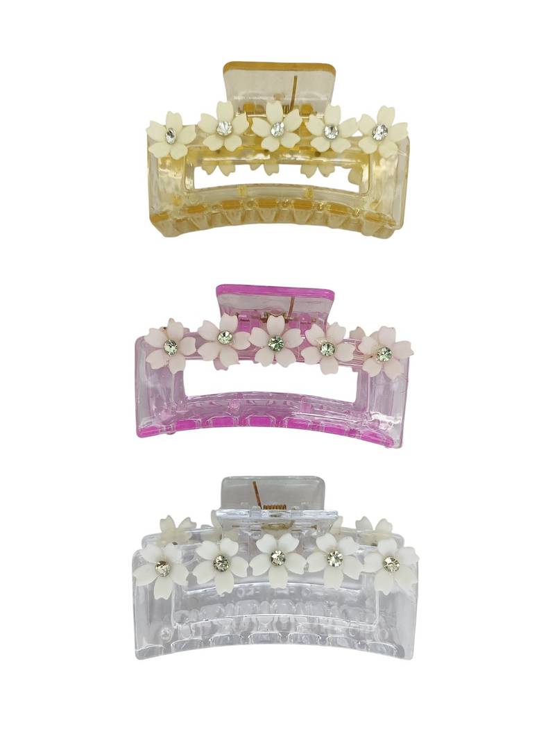 Multicolor pastels set of 3 embellished hair claw