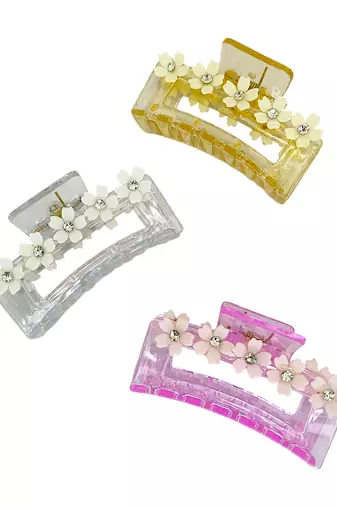 Multicolor pastels set of 3 embellished hair claw