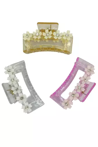 Multicolor pastels set of 3 embellished hair claw