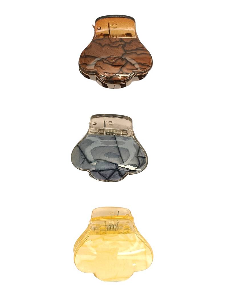 Set of 3 multicolor shell shaped hair claw clutcher
