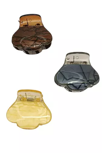 Set of 3 multicolor shell shaped hair claw clutcher