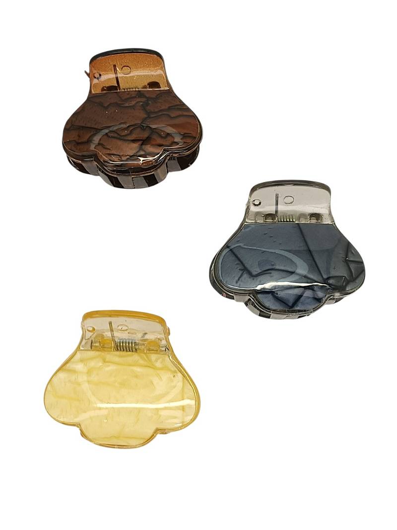 Set of 3 multicolor shell shaped hair claw clutcher