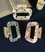 Multicolor set of 3 marbal print hair claw clutcher