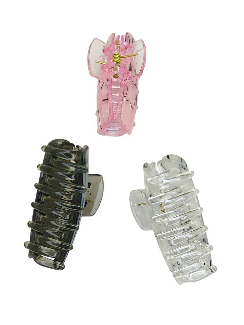 Set of 3 multicolor marble print hair claw clutcher