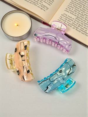 Set of 3 multicolor marble print hair claw clutcher 1