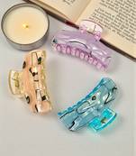 Set of 3 multicolor marble print hair claw clutcher