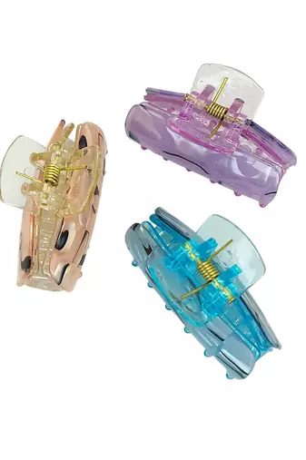 Set of 3 multicolor marble print hair claw clutcher