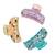 Set of 3 multicolor marble print hair claw clutcher