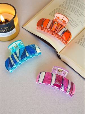 Multicolor set of 3 abstract pattern hair claw clip 1