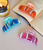 Multicolor set of 3 abstract pattern hair claw clip