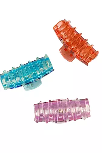 Multicolor set of 3 abstract pattern hair claw clip