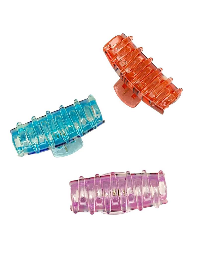 Multicolor set of 3 abstract pattern hair claw clip