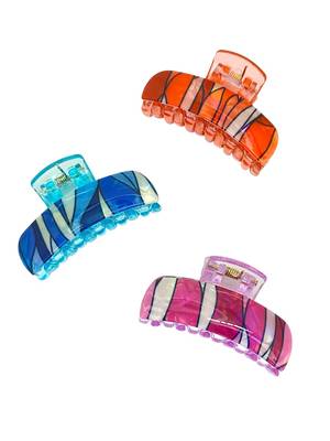 Multicolor set of 3 abstract pattern hair claw clip 5